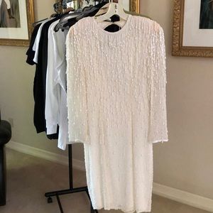 Drop pearl cocktail short evening dress